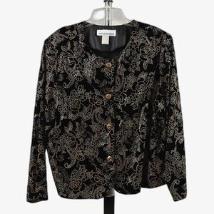 Vintage 80s/90s Richard Kristall Velvet Metallic Glitter Blazer size 18W